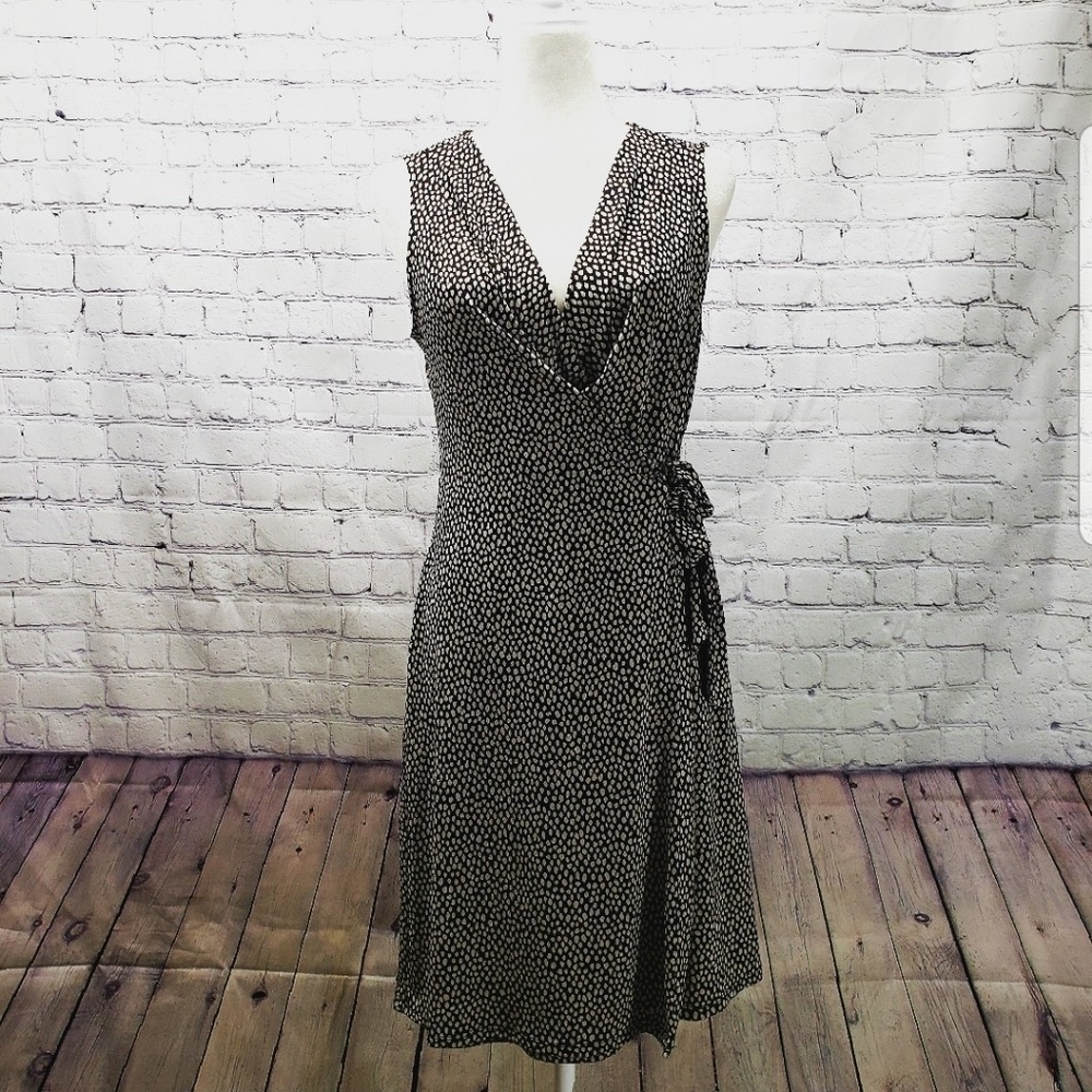 Dana Buchman black dotted career dress. Medium.